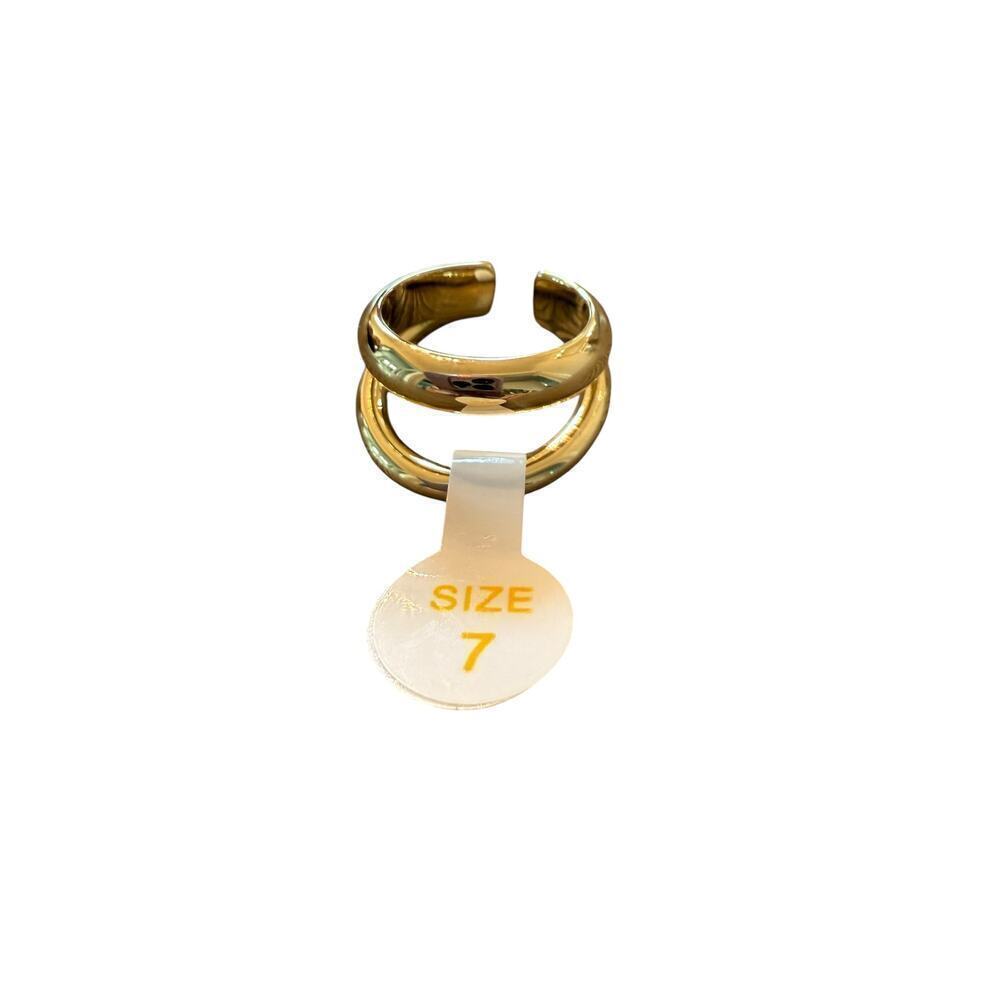 Loren Stewart Curateur Women's 14k Gold Plated Open Double Band Ring Size 7 - Picture 5 of 7